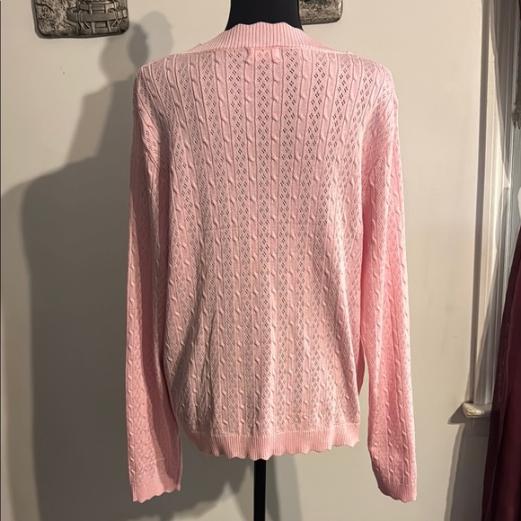 Pink Cable Knit Women's Sweater - Picture 3 of 5